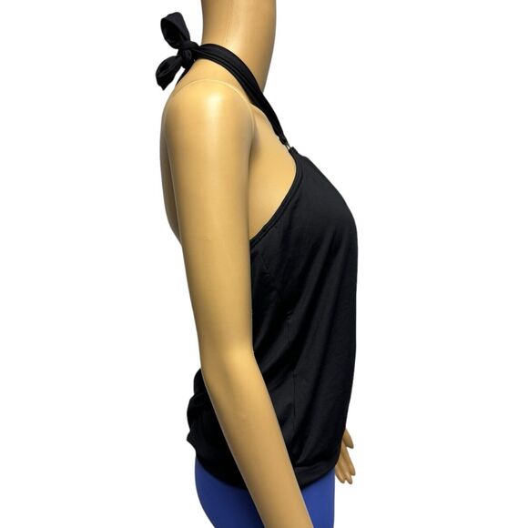 NWT Michael Kors Black O Ring Modest Banded Bottom Halter Swim Top Small - Picture 2 of 6